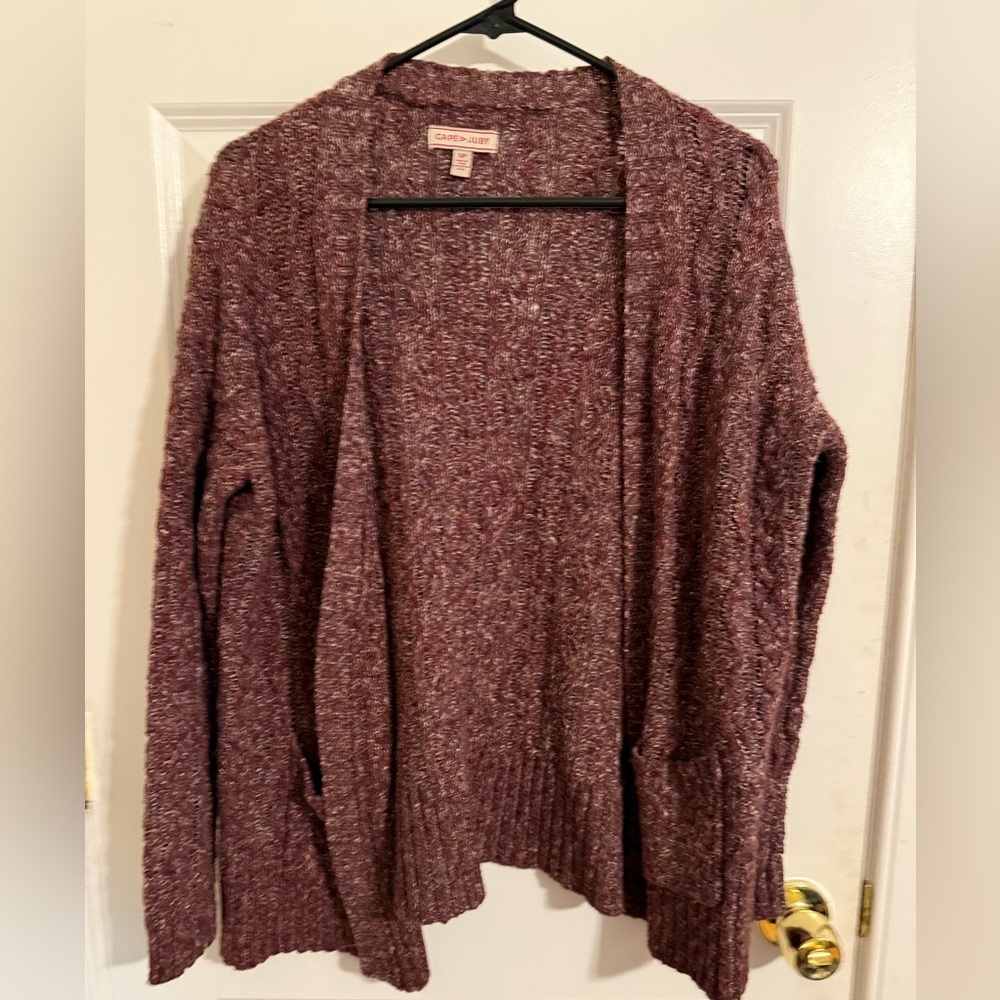 NWOT Cape Juby Purple Red Cardigan Sweater Knit Open-Front